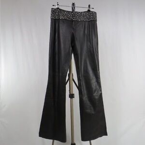 Cache Luxe Black Leather Studded Pants size 4